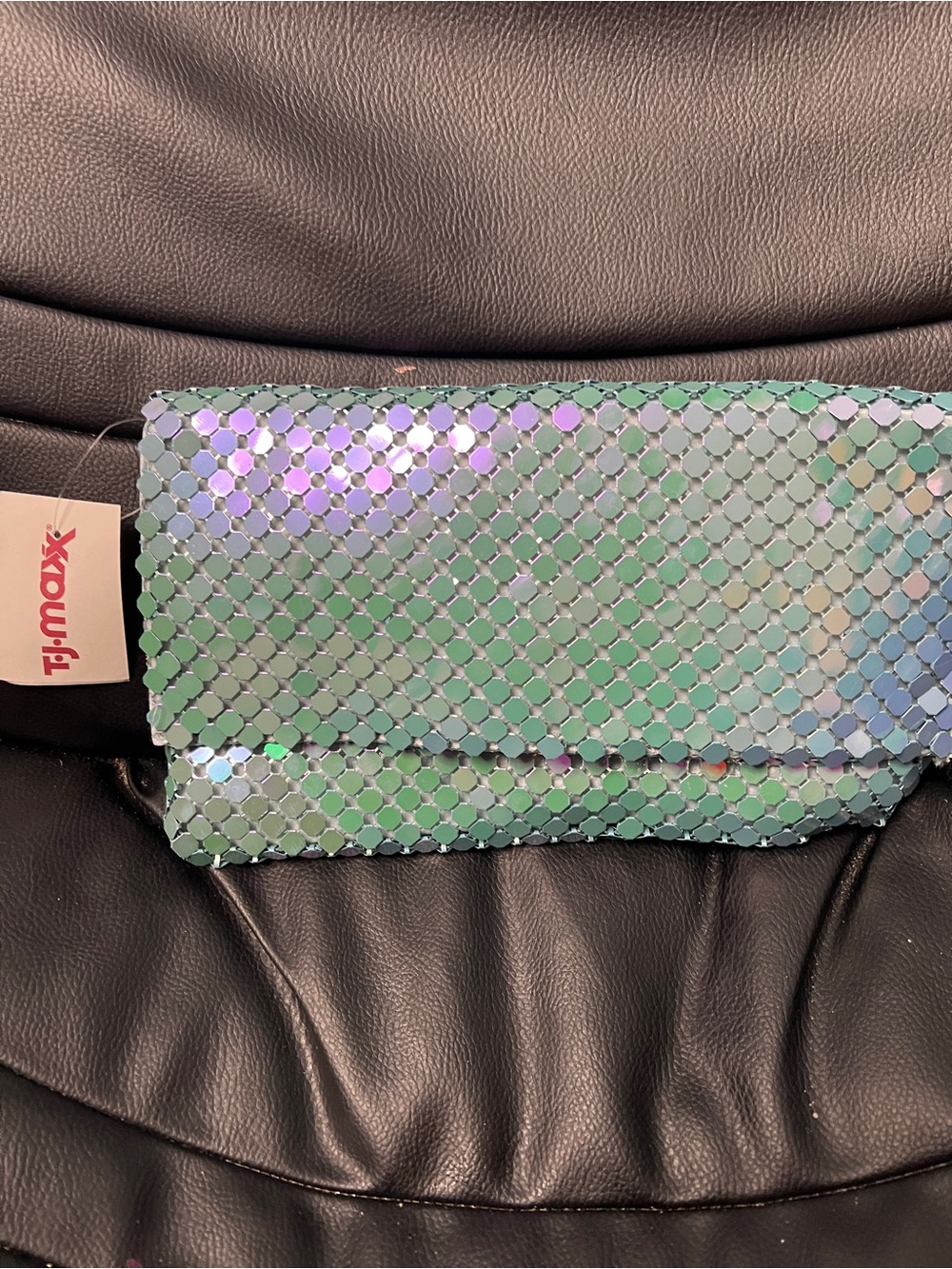 Urban Expressions Iridescent Sequin Envelope Clutch - Holographic Multi